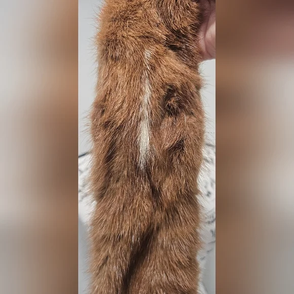 Vintage Mink Fur Whole Body Pelt Stole Collar Wrap Neck Shrug Clip Brown 30" - Picture 11 of 16